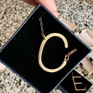 Large Gold Sideways "C" Initial Necklace